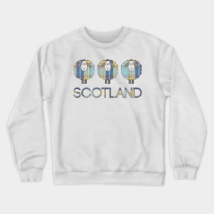 Trio of Scottish Blue and Yellow Tartan Patterned Sheep Crewneck Sweatshirt